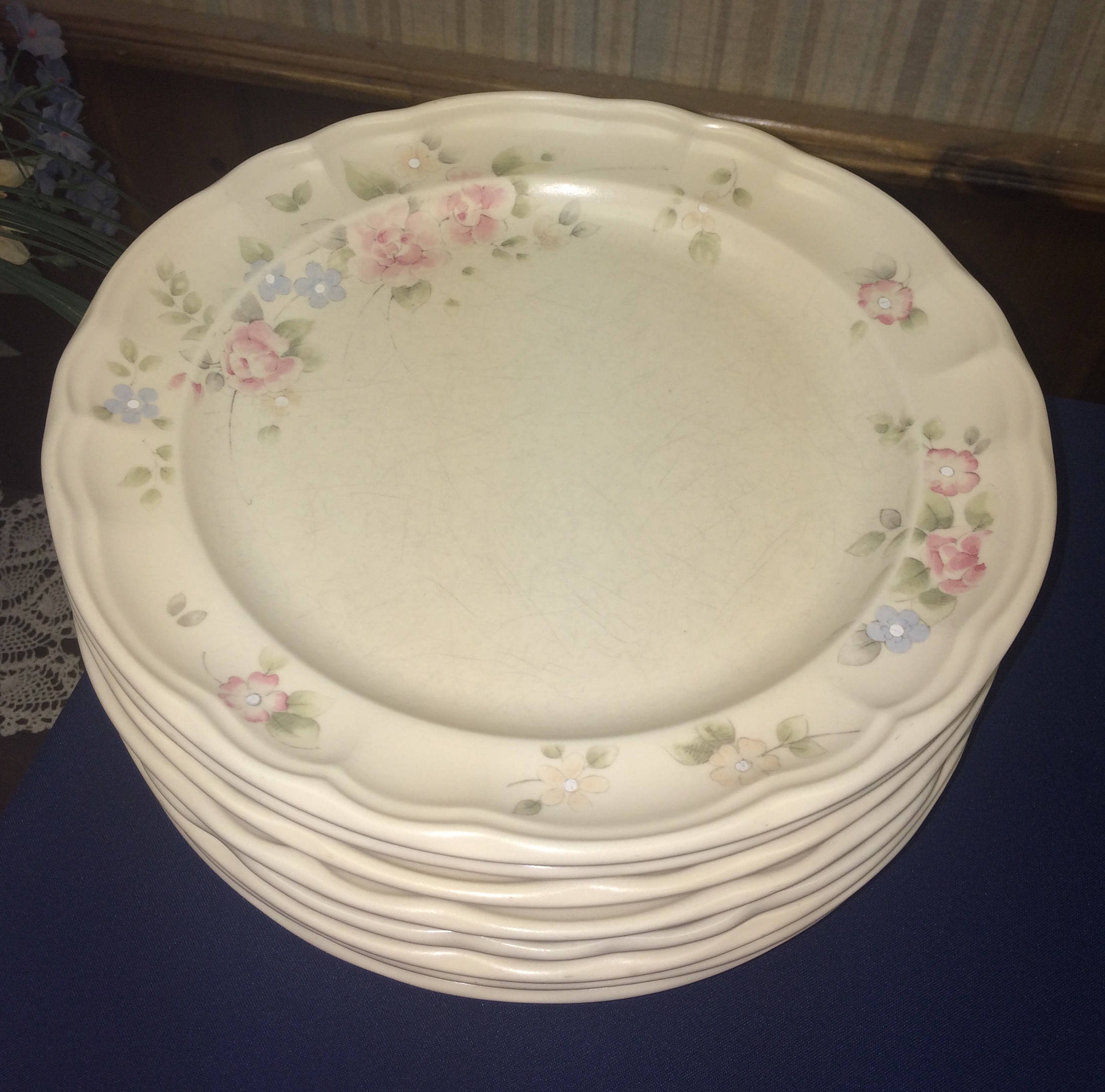 Vintage Pfaltzgraff Tea Rose Dinner Plates Great Condition Etsy