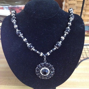 Stunning Handmade Black and Silver Beaded Necklace