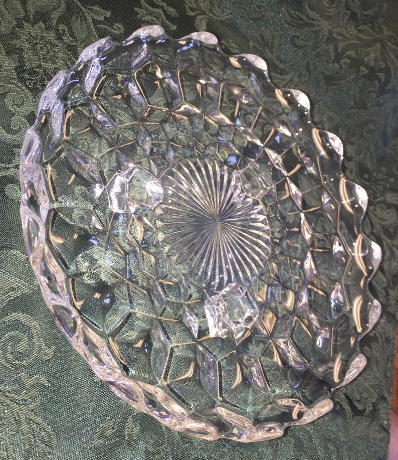 Vintage Fostoria American Pattern Crystal Round 3footed Plate Etsy