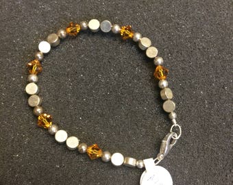 November Citrine /Topaz Birthstone Beaded Brecelet