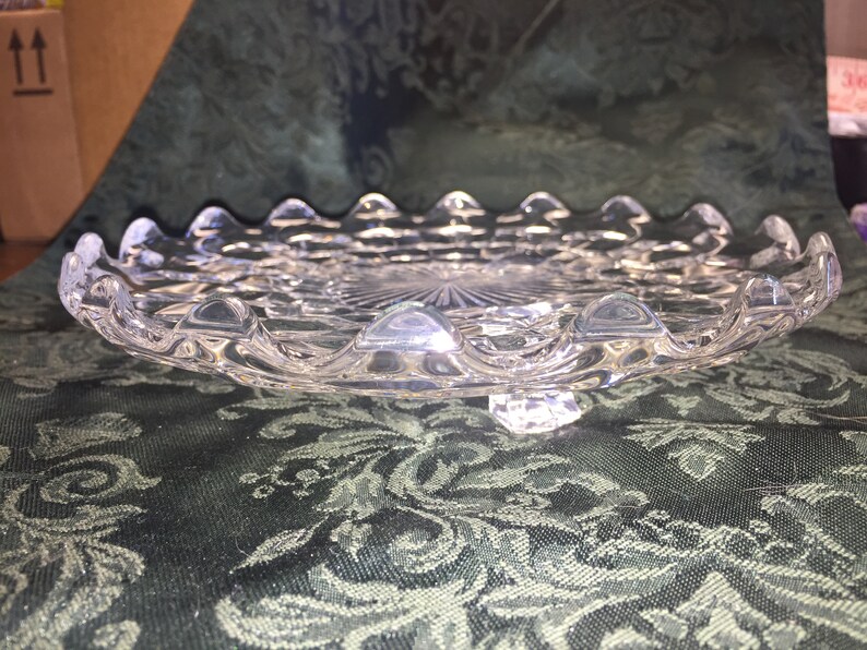 Vintage Fostoria American Pattern Crystal Round 3footed Plate Etsy
