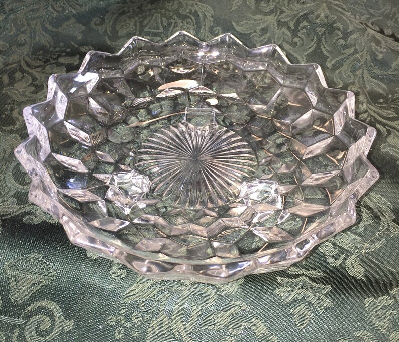 Vintage Fostoria American Pattern Crystal Round 3footed Plate Etsy