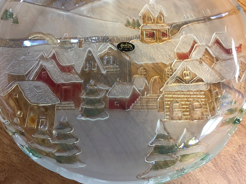 Vintage Crystal Club Studios Winter Scene Platter 1970