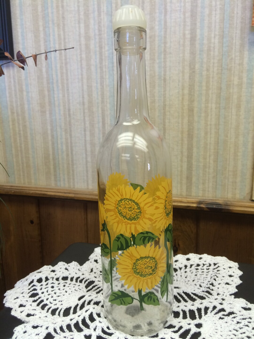 Hand Painted Sunflower Wine Bottle Etsy UK