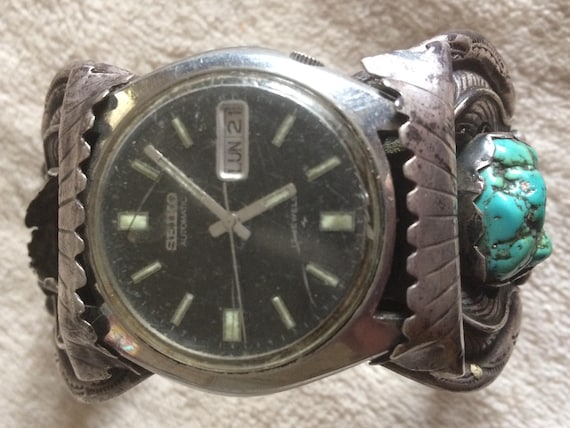 Vintage Navajo Cuff Bracelet With Seiko Watch - Etsy