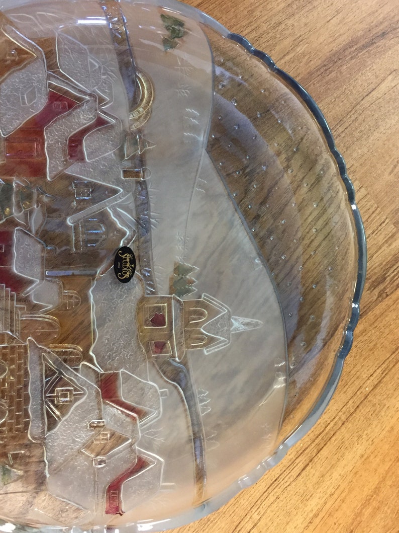 Vintage Crystal Club Studios Winter Scene Platter 1970