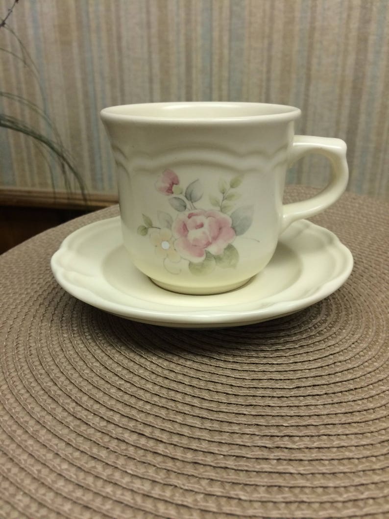Vintage Pfaltzgraff Tea Rose Cup and Saucer Set Etsy