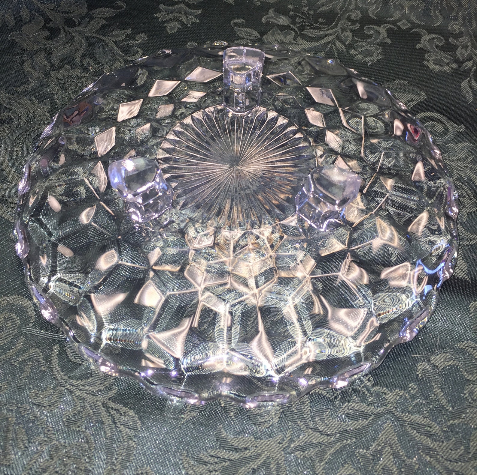 Vintage Fostoria American Pattern Crystal Round 3footed Plate Etsy