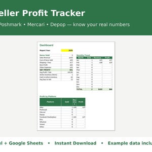 Reseller Inventory Spreadsheet, eBay Poshmark Mercari Sales and Profit Tracker, Excel Google Sheets Template, COGS Tax Tracker for Resellers