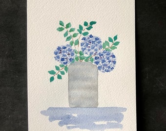 hydrangea in vase watercolor