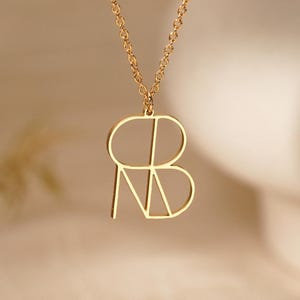 Personalisierter Buchstabe Logo-Anhänger,Halskette mit individuellem Logo,Geometrisches Monogramm-Halskette,Weihnachtsgeschenk,Geschenk für Sie,Geburtstagsgeschenk