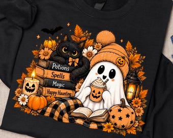 Ghost and Pumpkin PNG, Halloween Png, fall png, Pumpkin PNG, Ghost Pumpkin png,Cottagecore Fall Tee Thanksgiving PNG, Halloween Png Designs