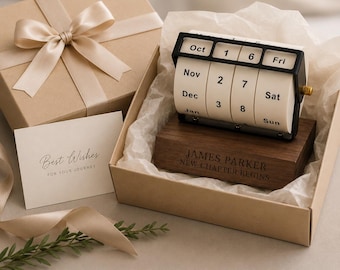 Calendario de madera personalizado con hojas desplegables / Decoración de escritorio retro personalizada, regalo ejecutivo