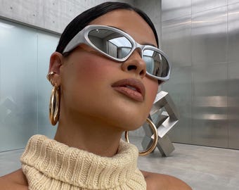Vintage Unisex Y2K Style Silver Sports Wrap Around  display picture 1