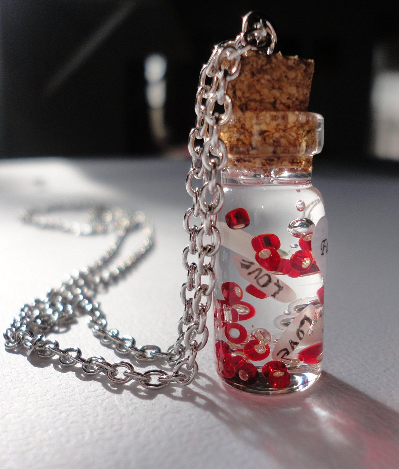 Glass Bottle Necklace Name on Rice Necklace Etsy