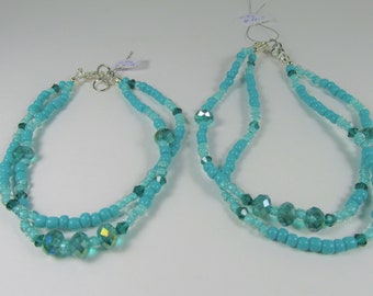 AQUA ANKLETS Double Strand Comfortable Twist Option  2 Sizes left.  9.5 +,  11+   Extra rings for length on each.