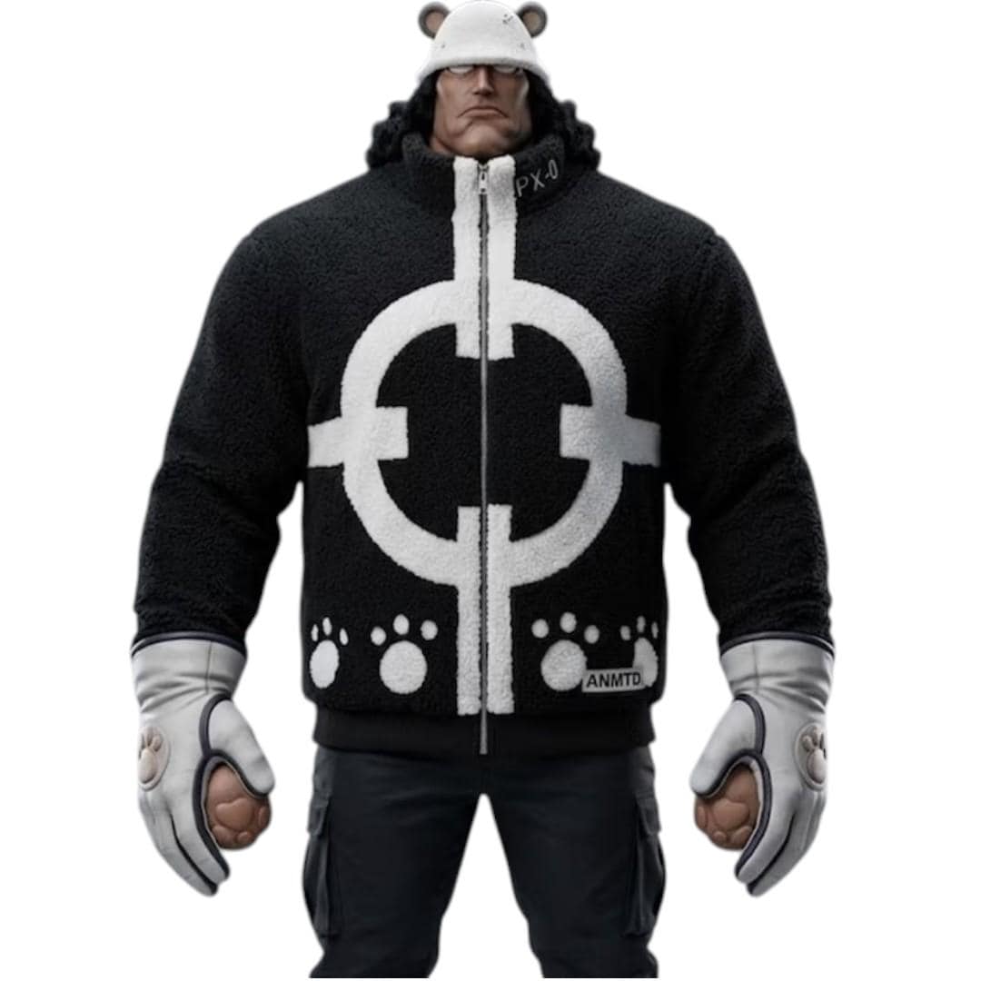 Bartholomew Kuma Sherpa Bomber Jacket:px-0 Anime Fleece Zip up