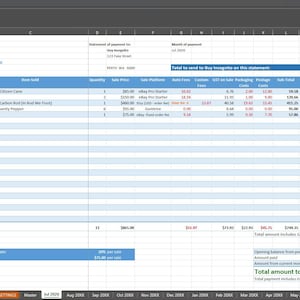Excel-verkoopsjabloon voor verzendingen — eBay Etsy TikTok en meer | Australische btw