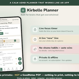 ADHD Daily Planner, Interactive Offline App, Focus Timer, Habit Tracker (No Subscription)