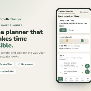 ADHD Daily Planner Interactive Offline App, Private, No Subscription | Focus Timer, Habit Tracker, Works on Phone & Computer