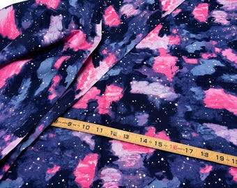 Rae Ritchie | Galaxy Watercolor | Dear Stella | 100% Cotton Quilting Fabric | Pink & Navy