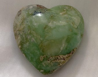 Green Crystal Heart | Polished Natural Stone Heart | Earthy Green Stone | Exact Heart Pictured | Crystal Decor