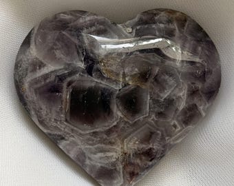Polished Purple Natural Stone Heart | Translucent Geometric Crystal Decor