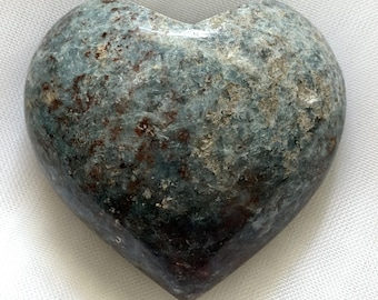 Blue Green Crystal Heart | Polished Natural Stone Heart | Teal & Rust Stone | Exact Heart Pictured | Crystal Decor