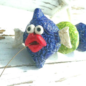 Funny fish mobile, handmade windchime, silly ornament