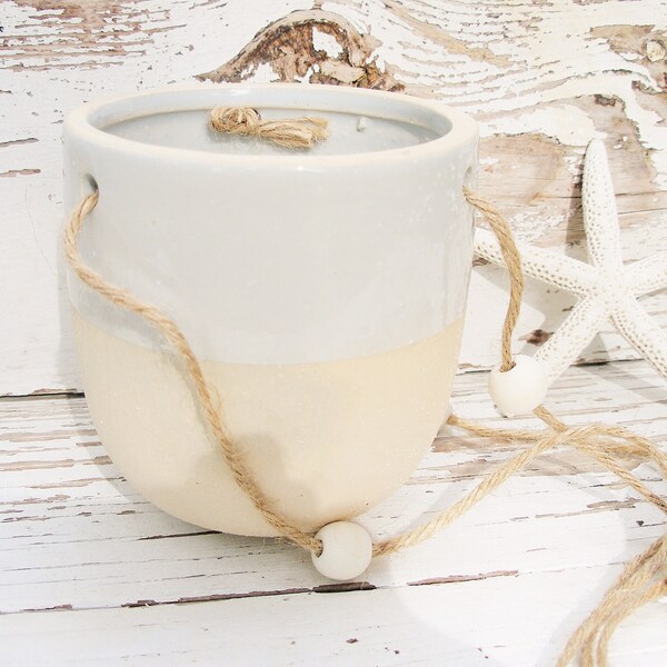 Hanging planter gray ceramic hanging plant pot planter hanger twine beads