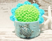 Sponge holder turtle dish ceramic sponge bowl kitchen sink turquoise blue sea handmade