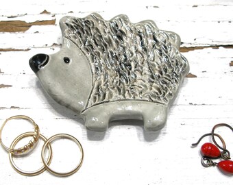 Small hedgehog ring dish handmade jewelry holder spoonrest