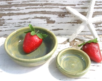 Small prep bowls nesting dish set of 2 handmade pottery