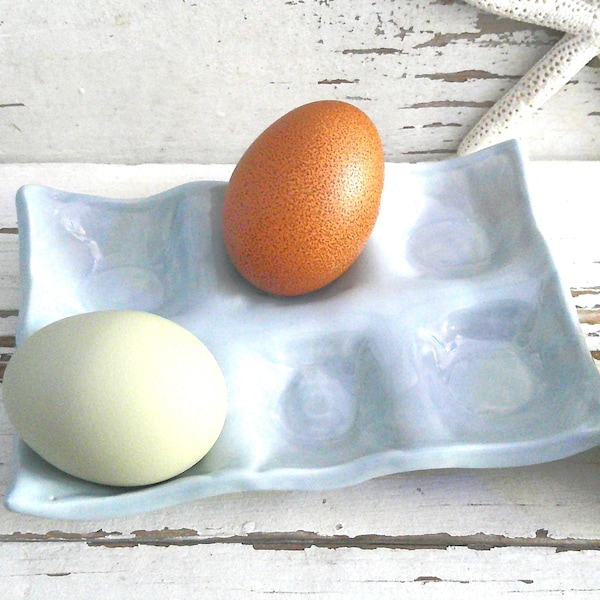 Egg holder, 6 fresh egg crate, handmade tray dish