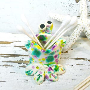 Silly frog toothpick holder handmade pottery