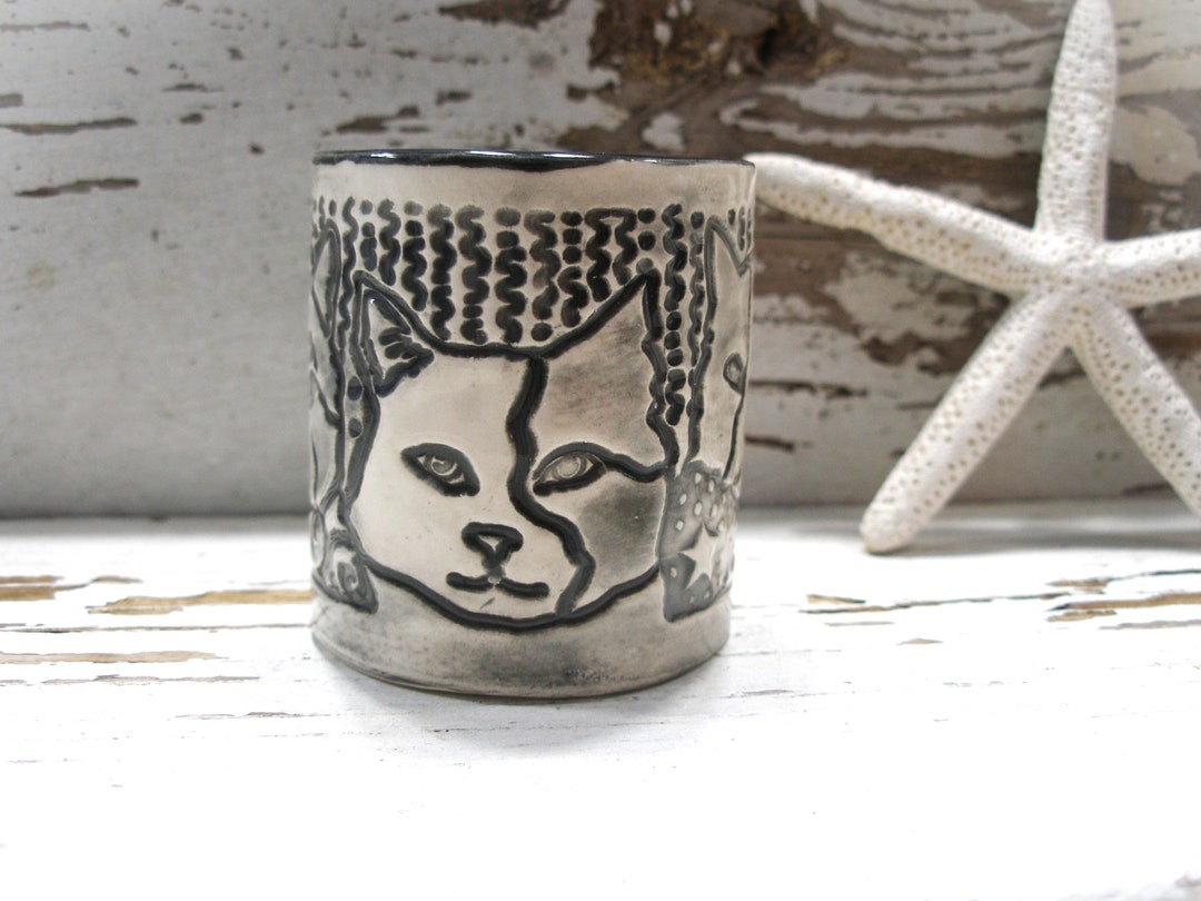 Cat Toothpick Holder Small Pottery Vase Jewelry Dish Etsy