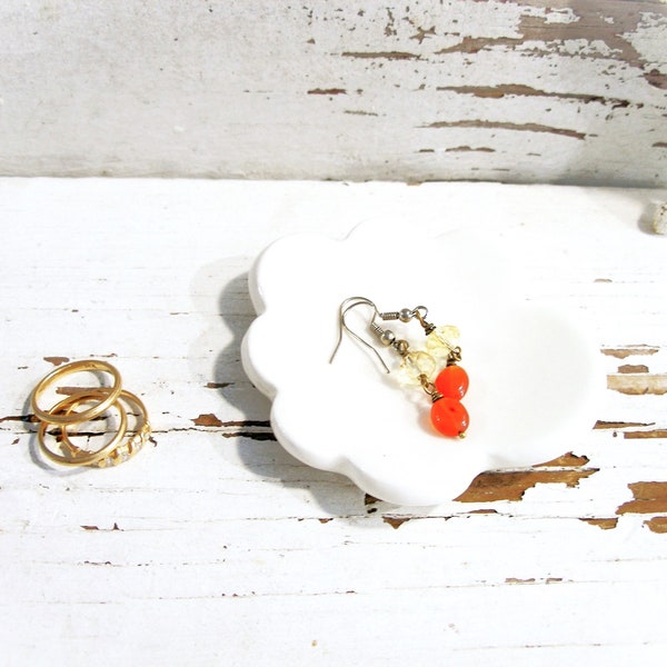 Ring dish small white spoon rest handmade pottery spoonrest