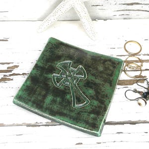 Celtic green ring dish spoon rest jewelry dish handmade