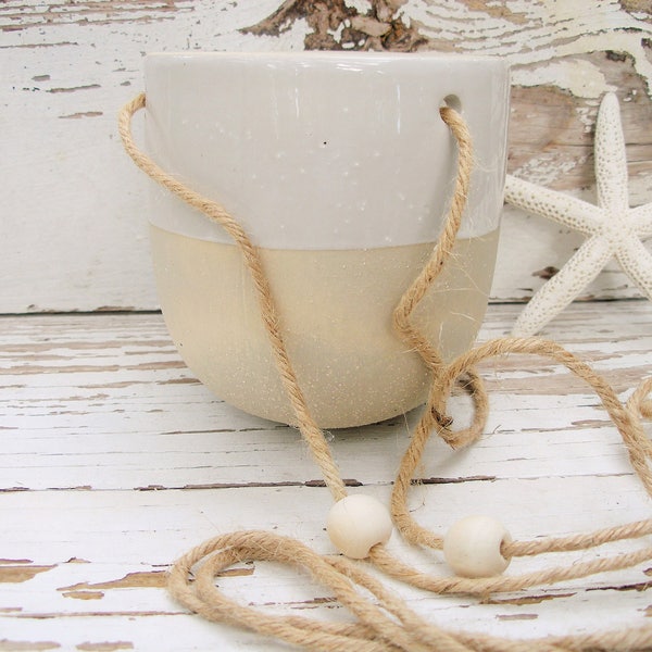 Ceramic hanging planter garden flower pot gray plant pot
