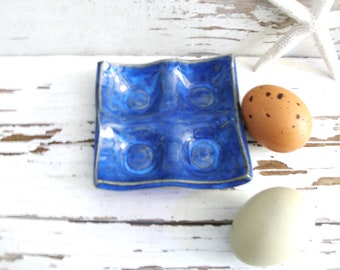 Egg crate 4 egg holder tray jewelry dish plate handmade ceramic kitchen tool