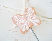 Butterfly plant stake marker poke clay ornament yard art handmade pottery outdoor