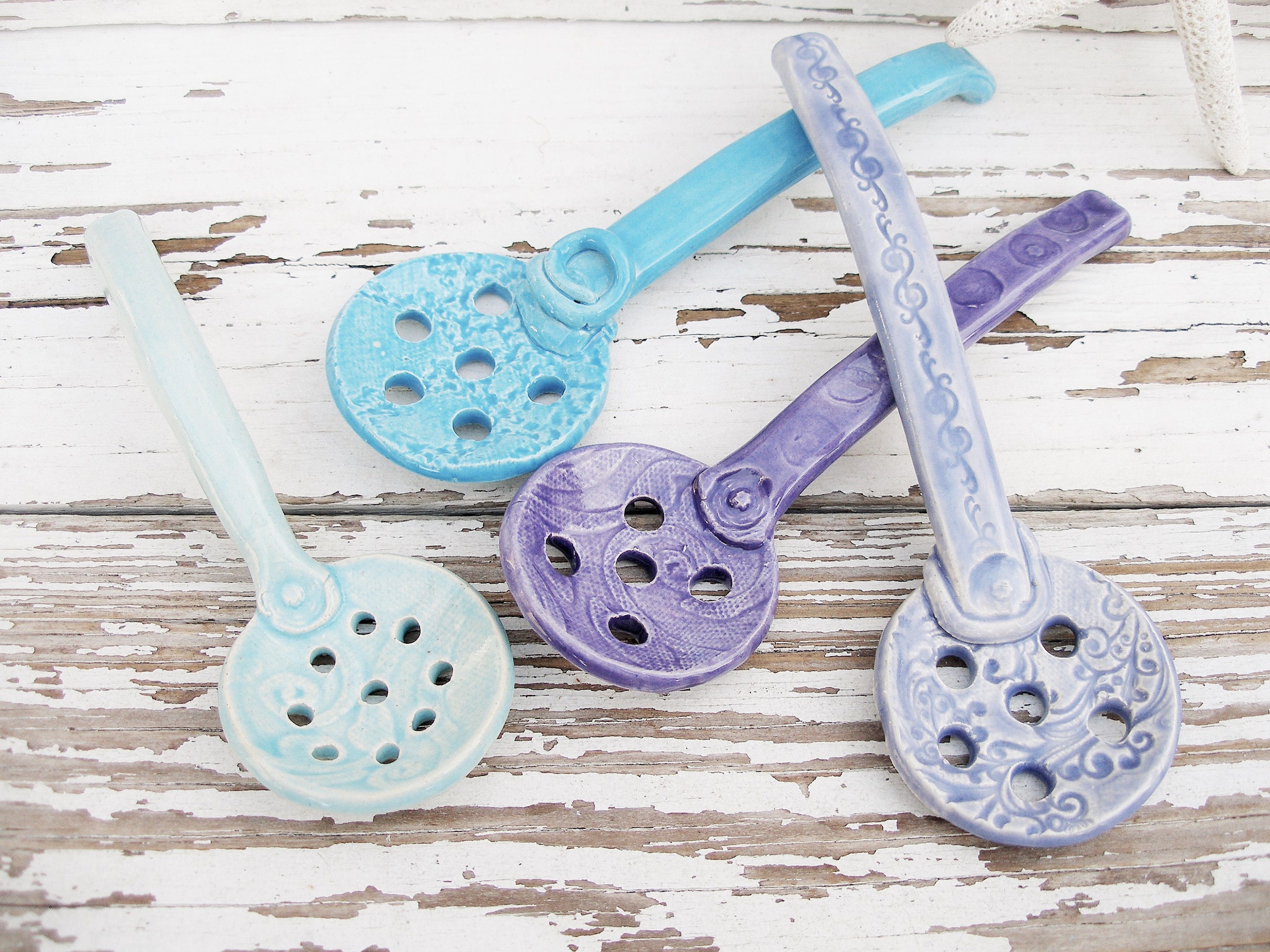 Rustic slotted spoon handmade ceramic olive pickle strainer Etsy