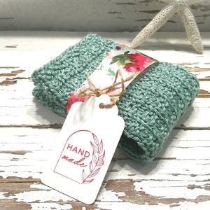 Soft cotton wash cloths, hand knitted spa cloth