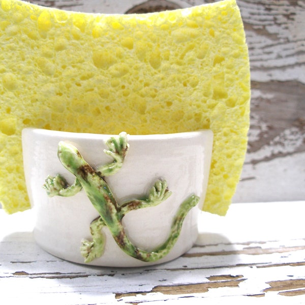 Sponge holder clay lizard bowl handmade pottery kitchen sink dish