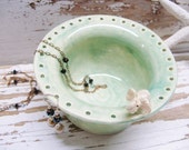 Elephant earring jewelry holder dish green clay ceramic