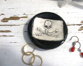 Ring dish black pirate spoon rest handmade jewelry holder spoonrest