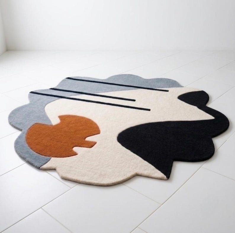 Hand Tufted Wool Abstract Rug, Modern Organic Area Carpet, Contemporary ...