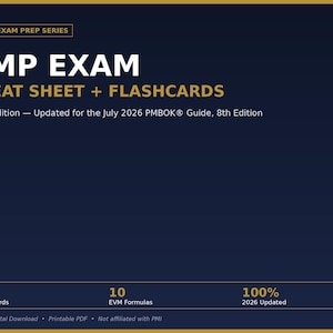 PMP Exam Cheat Sheet and Flashcards, 2026 Edition Study Guide, Project Management Certification Prep, Instant Download
