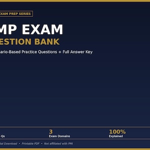 PMP Exam Question Bank, 52 Practice Questions and Answer Key, 2026 Study Guide, Project Management Certification Prep, Instant Download