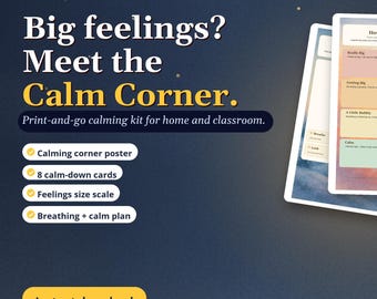 Calm Down Corner Kit Printable | Feelings Scale, Cards, Poster (PDF)